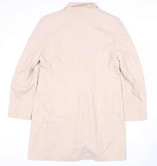 Klass Women Beige Pinstripe Suit Jacket, Size 14, Regular Fit