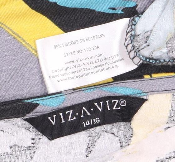 Womens UK Size 14 VIZ-A-VIZ Multicoloured Basic Blouse