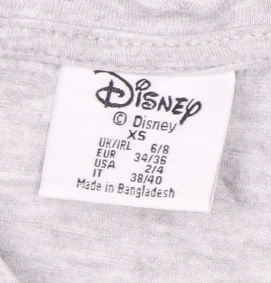 Womens UK Size XS Disney Grey Basic T-Shirt