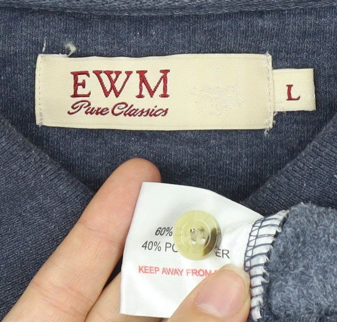 EWM Blue Men's L Long Sleeve Polo Shirt