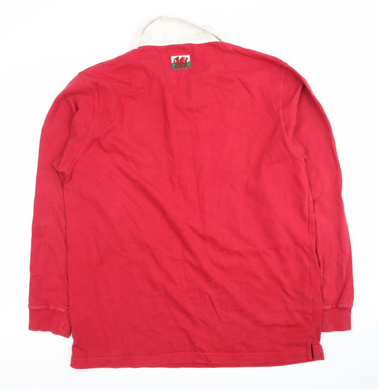 Manav Men's Red Long Sleeve Polo Shirt - Size L