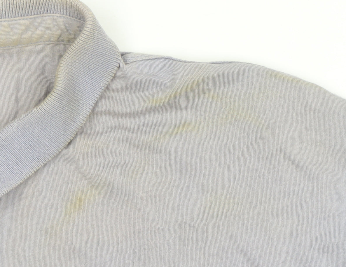 AllSaints Men's Grey Polo Shirt Size L Short Sleeve Cotton