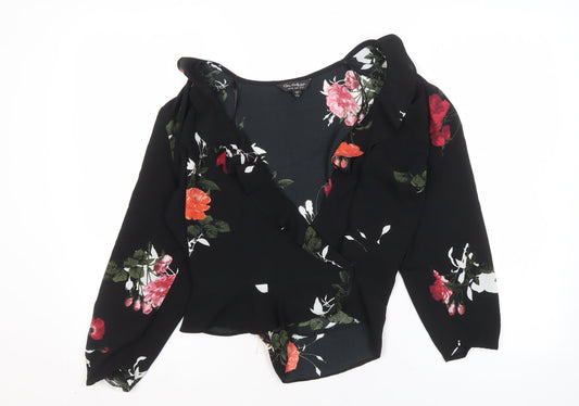 Womens UK Size 14 Miss Selfridge Black Wrap Blouse