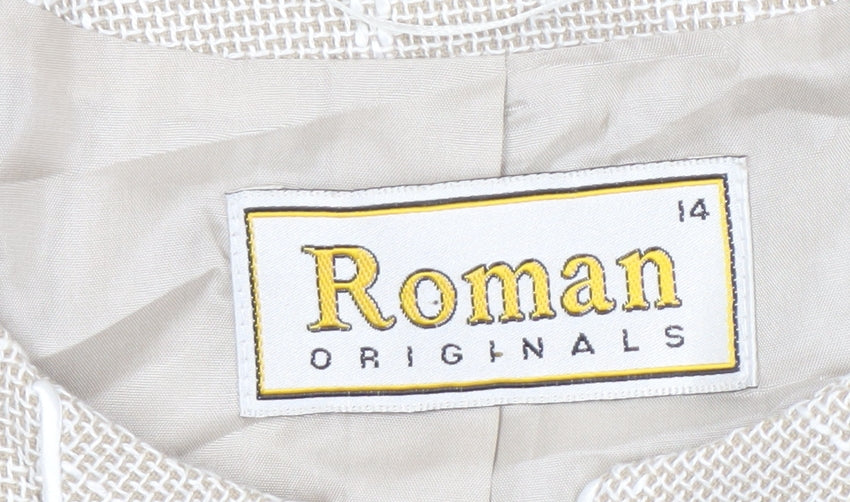Roman Originals Beige Women's Blazer Size 14 Geometric