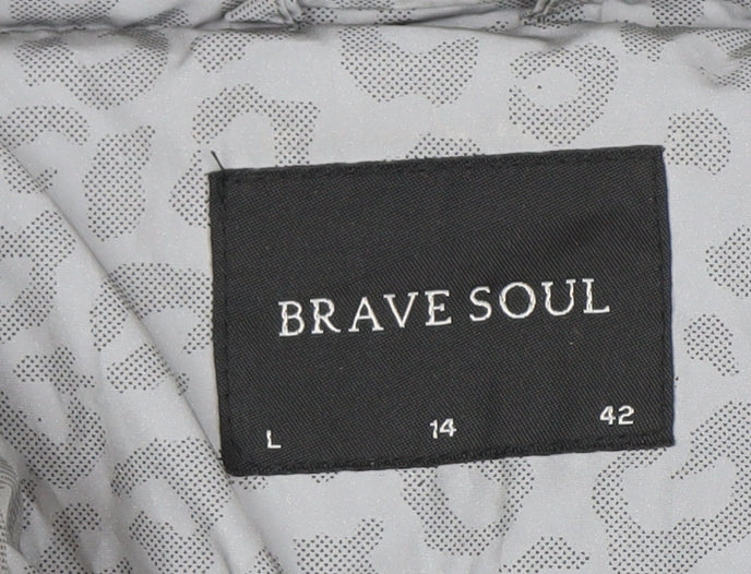 Womens UK Size 14 Brave Soul Grey Puffer Jacket
