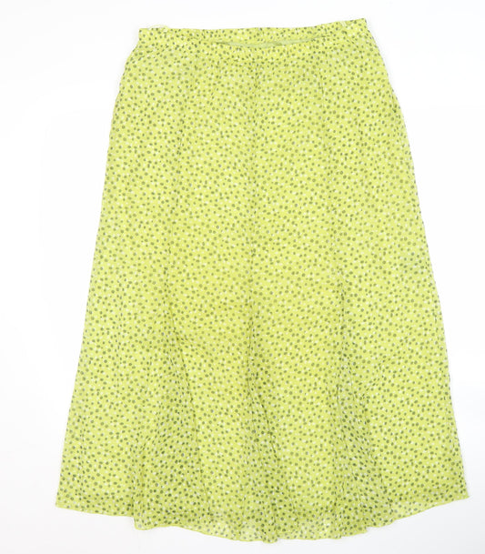 Additional front view of Alexara Women's Green Polka Dot Long Skirt, size 14