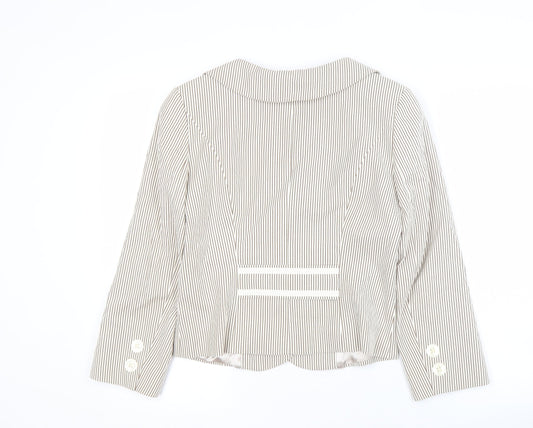 Hobbs Women's Beige Pinstripe Blazer Slim Fit Size 10