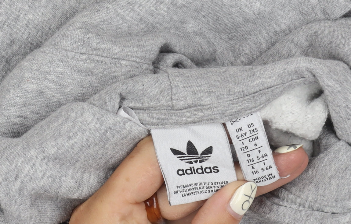 Adidas Boys Grey Hoodie, 5-6 Years, Casual Pullover