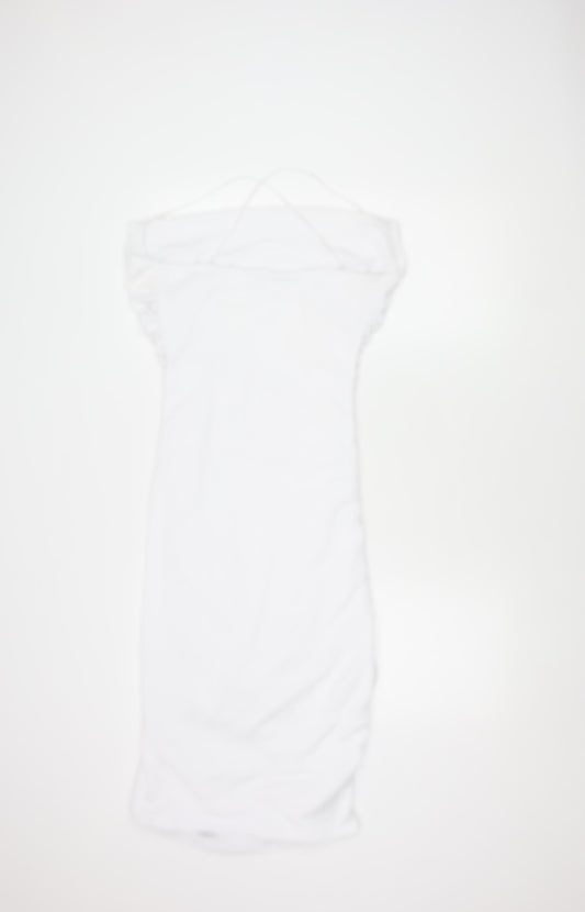 PrettyLittleThing Women's White Strappy Dress, Size 12, Elegant