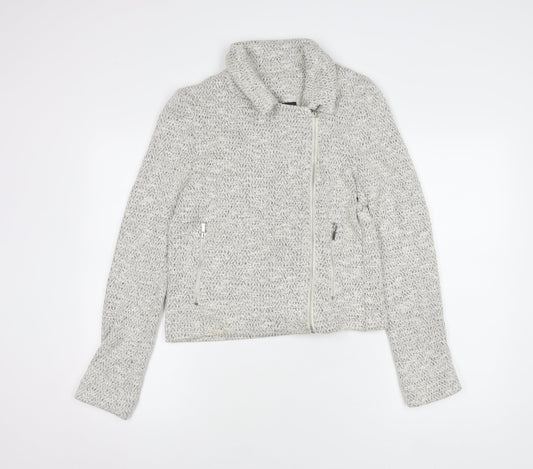 Womens UK Size 10 Miss Selfridge Grey Motorcycle Jacket