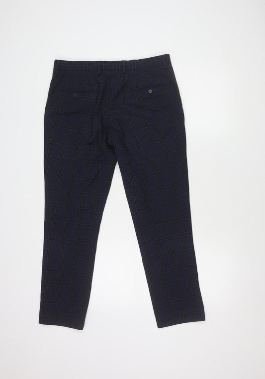 NEXT Men's Blue Check Trousers - Size M