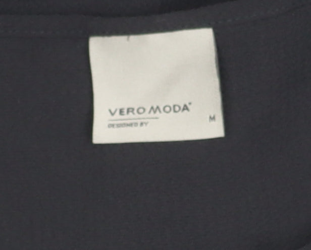 Womens UK Size M VERO MODA Black Basic Blouse