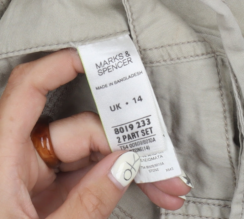 Womens UK Size 14 Marks and Spencer Regular Fit Casual Beige Trousers