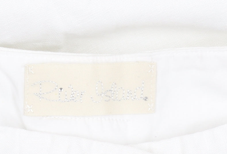 River Island White Linen Womens Shorts Size 14
