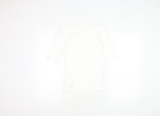 GAP Women's White 2XS 3/4 Sleeve T-Shirt Cotton