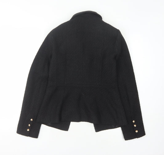 Lipsy Women's Black Bouclé Blazer, Double-Breasted, Size 8