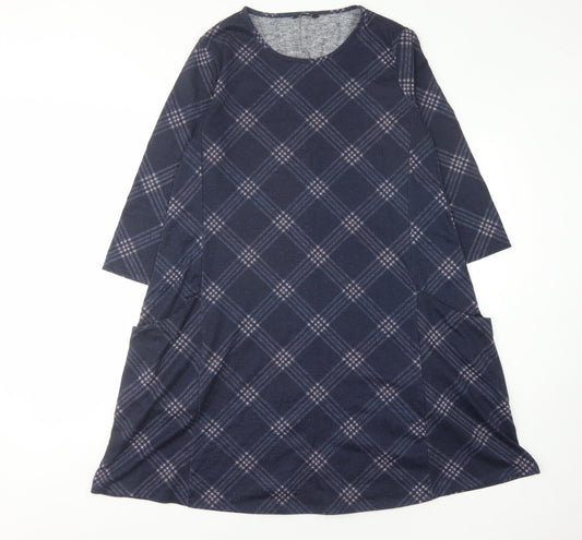Additional front view of Roman Blue Check Jersey Dress Women, size 10