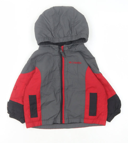 Additional front view of Columbia unisex baby puffer jacket grey/red 18 months - winter