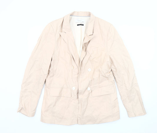 Reserved Women's Beige Double-Breasted Suit Jacket Size 12