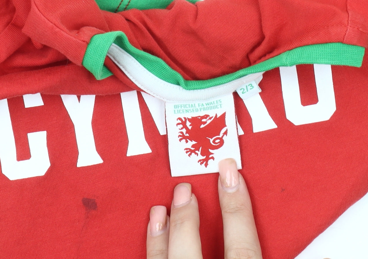 Wales Boys Red & Green Cymru Sports T-Shirt 2-3 Years