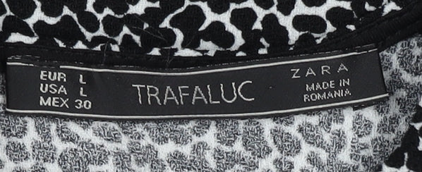 Zara Women's Black Animal Print Playsuit Size L