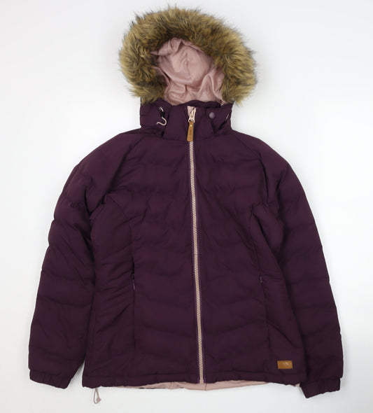 Womens UK Size M Trespass Purple Puffer Jacket