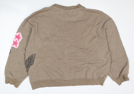 H&M Unisex Brown Pullover Sweatshirt L - Graphic Print Casual