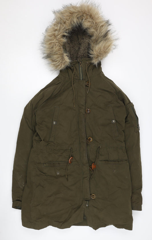 Womens UK Size 10 Fat Face Green Parka Coat