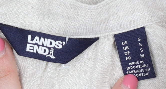 Lands' End Women's Beige Linen Blouse Size S