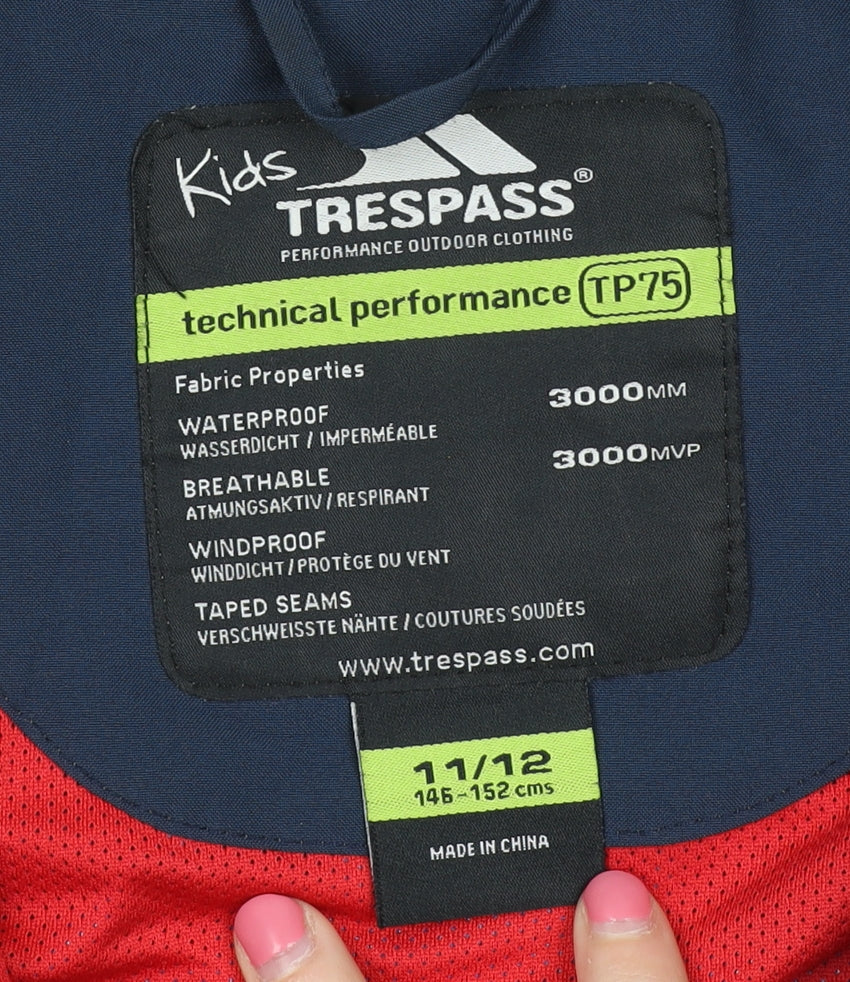 Trespass Boys' Blue Waterproof Rain Coat, Size 11-12 Years