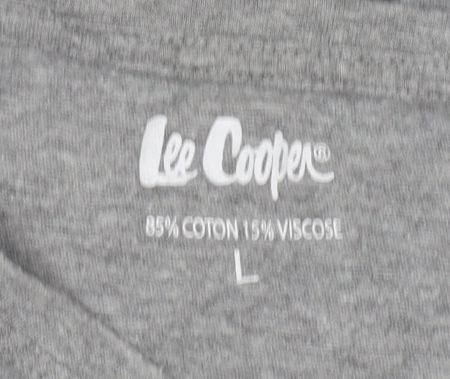 Lee Cooper Men's Grey V-Neck Short Sleeve T-Shirt L