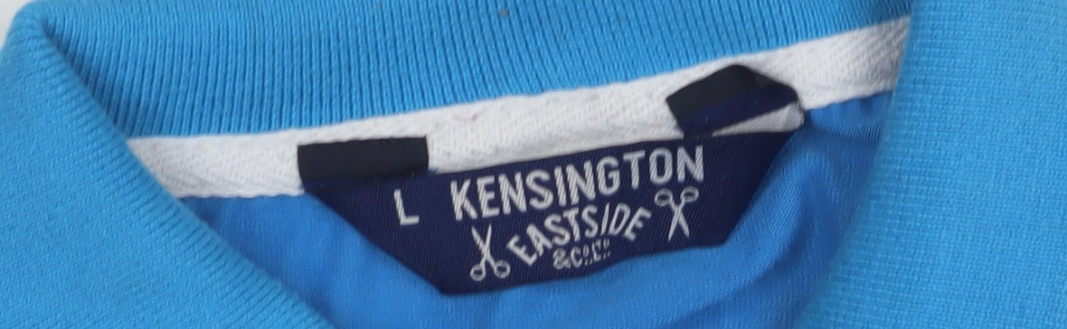 L Kensington Men's Blue Striped Polo Shirt Size L