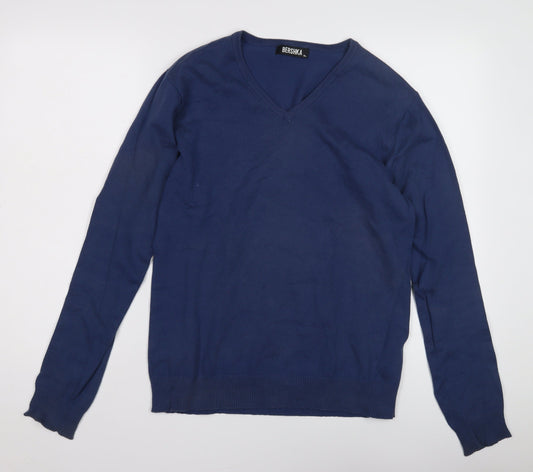 Mens UK Size M Bershka Blue Pullover Jumper