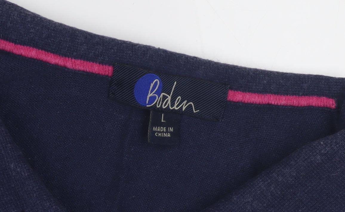 Boden Women's Blue Polo Shirt, L, Short Sleeve Jersey