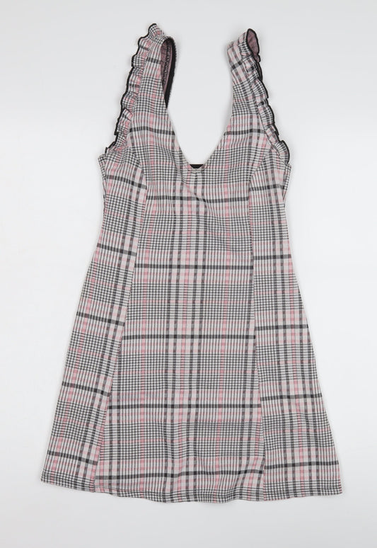 Additional front view of Miss Selfridge Plaid Sleeveless Dress, UK 6, Multicoloured