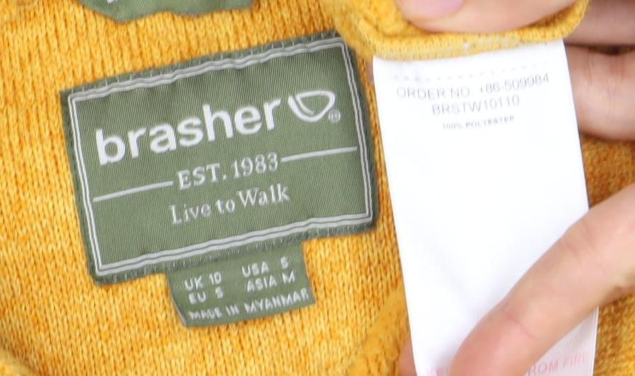 Brasher Women's Yellow Knit Jacket, S, Autumn Casual