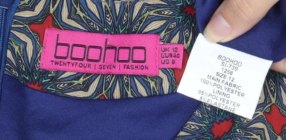 Boohoo Women's Multicoloured Fit & Flare Dress Size 12