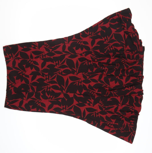 CC Women's Red Floral Midi A-Line Skirt - Size S