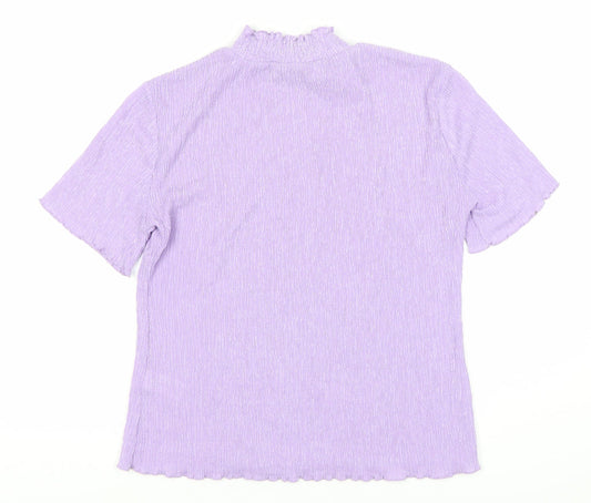 Marks and Spencer Purple Women's High Neck T-Shirt, Size 10