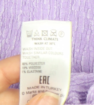 Marks and Spencer Purple Women's High Neck T-Shirt, Size 10