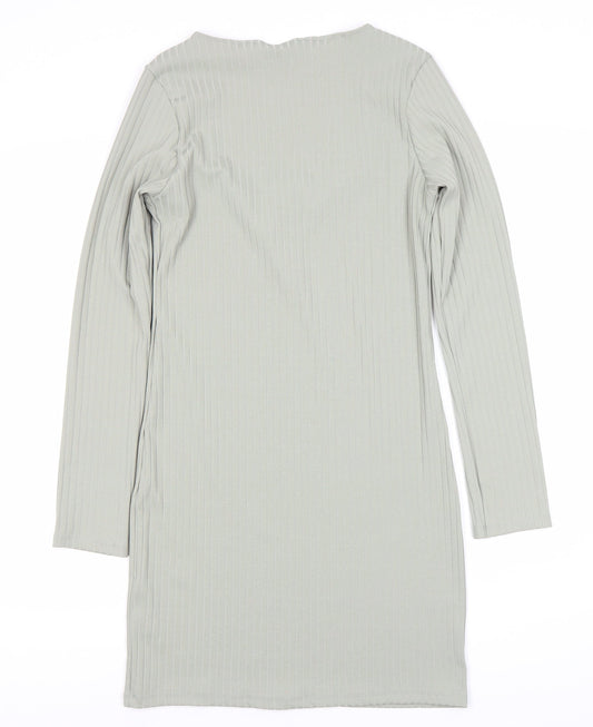 Zara Women Grey Sheath Dress, Long Sleeve Size 12