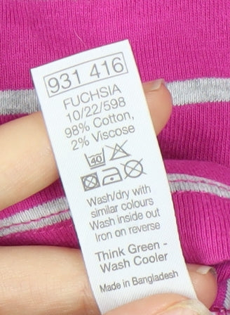 M&Co Women's Pink Striped T-Shirt, Size 16