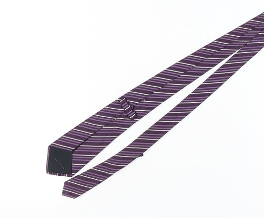 Hugo Boss Men's Purple Striped Silk Tie