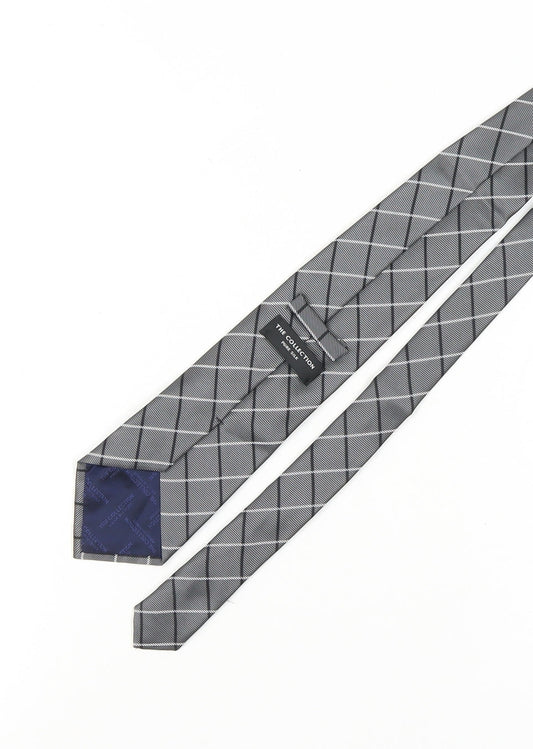 The Collection Men's Grey Plaid Silk Tie, One Size