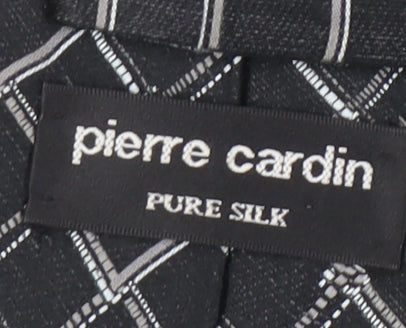 Pierre Cardin Men's Black Silk Tie Plaid Check One Size