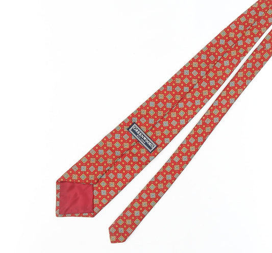 Greenwoods Men's Red Geometric Silk Tie One Size