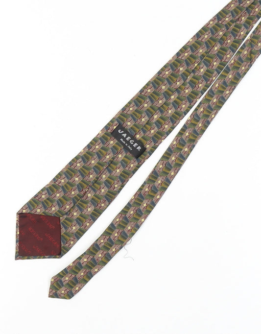 Jaeger Men's Green Geometric Silk Tie