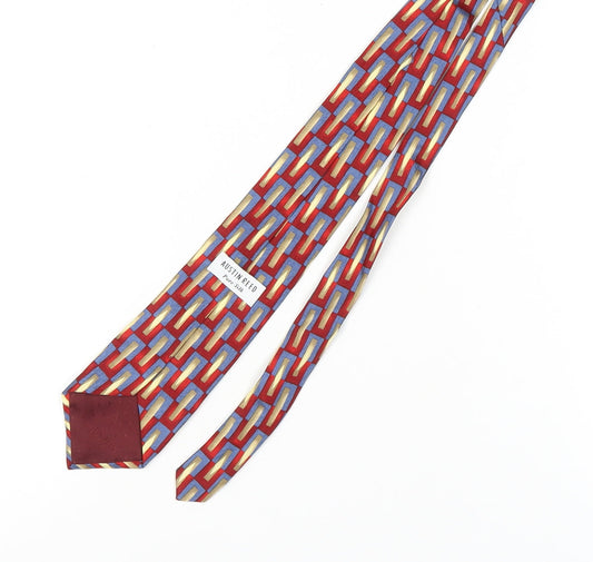 Austin Reed Men's Geometric Silk Tie - Red, Blue, Gold