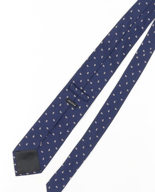 Jaeger Men's Blue Silk Tie Geometric Pattern