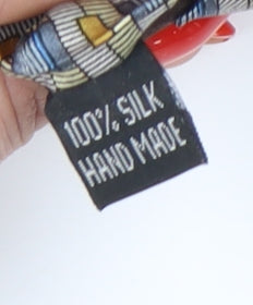 Versace Men's Blue Geometric Silk Tie Handmade